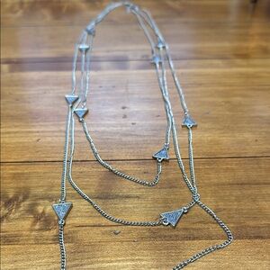 Elegant Multilayer Silver Triangle Necklace